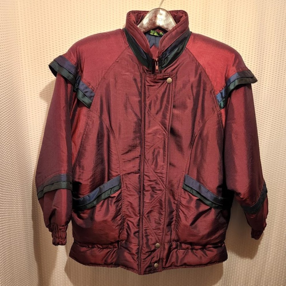 Vintage 90's Lagenlook  G-4000 Burgundy iridescent Heavy Coat Size Small